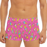 Cute Ice Cream Pattern Print Men's Short Boxer Briefs