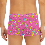 Cute Ice Cream Pattern Print Men's Short Boxer Briefs