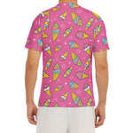 Cute Ice Cream Pattern Print Men's Short Sleeve Rash Guard