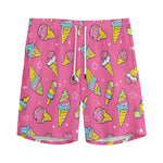 Cute Ice Cream Pattern Print Men's Sports Shorts