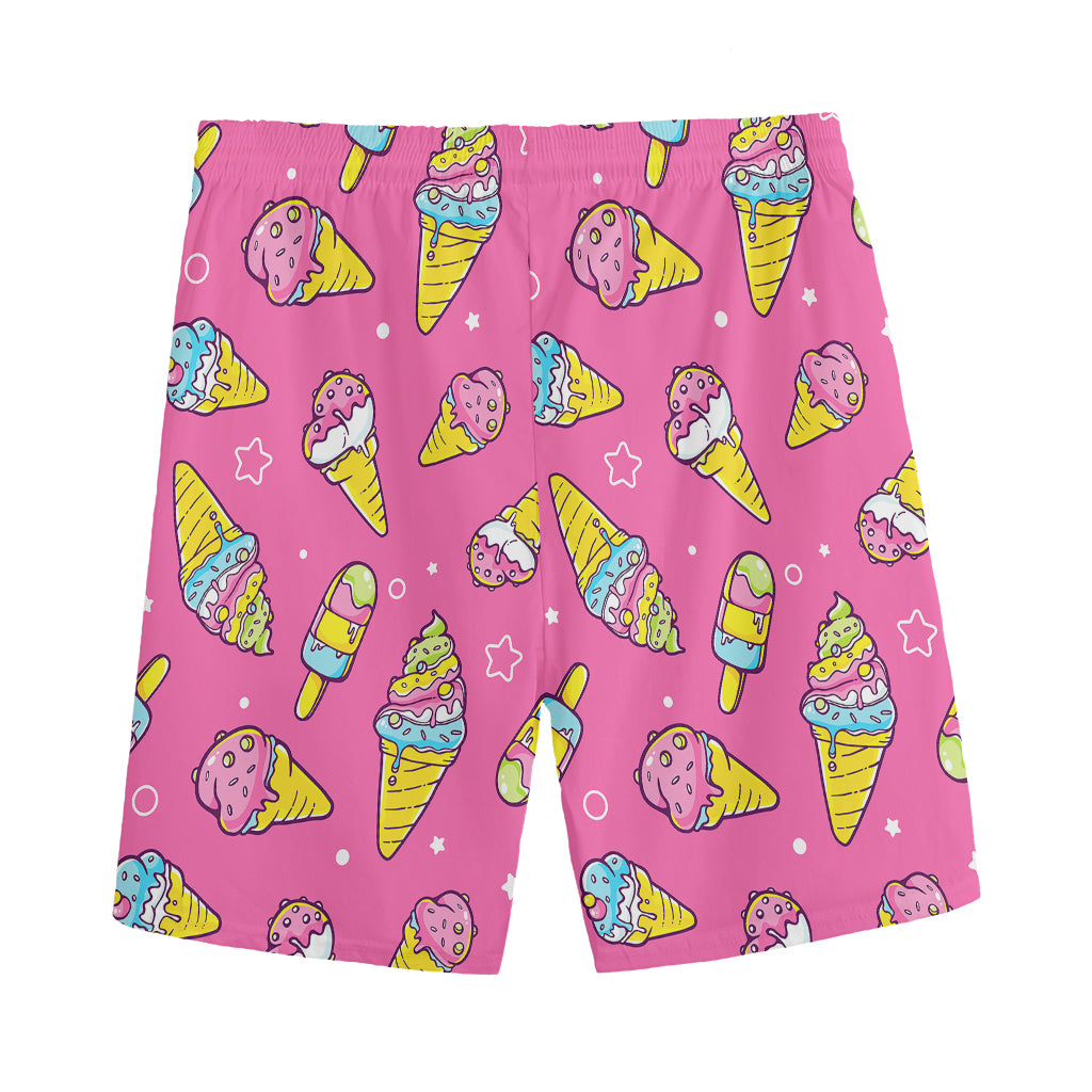 Cute Ice Cream Pattern Print Men's Sports Shorts