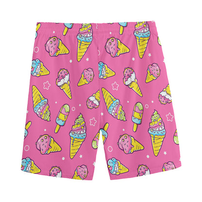 Cute Ice Cream Pattern Print Men's Sports Shorts
