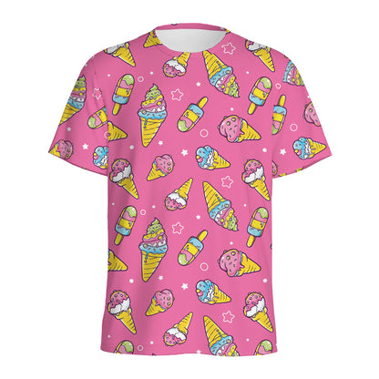 Cute Ice Cream Pattern Print Men's Sports T-Shirt