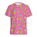 Cute Ice Cream Pattern Print Men's Sports T-Shirt