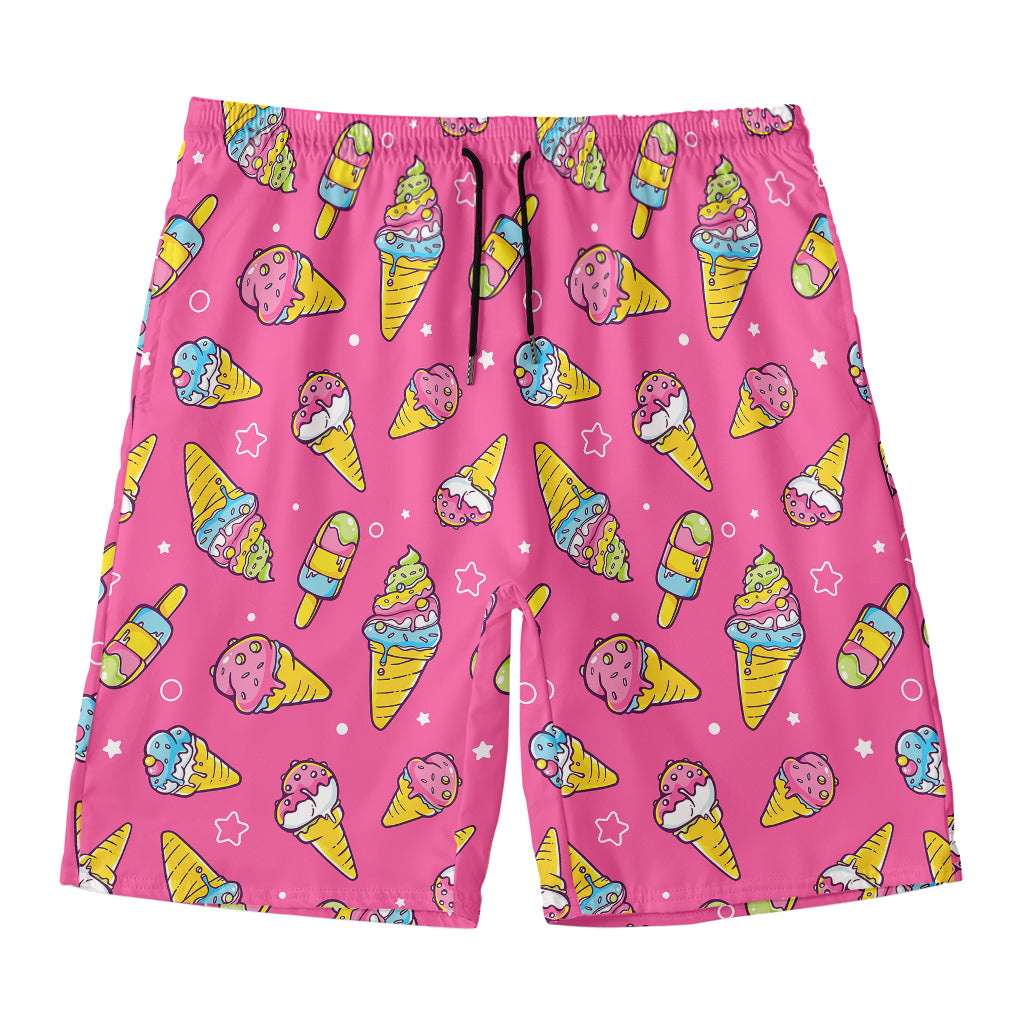 Cute Ice Cream Pattern Print Men's Swim Trunks