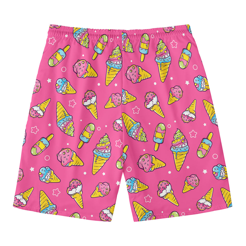 Cute Ice Cream Pattern Print Men's Swim Trunks