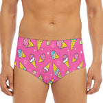 Cute Ice Cream Pattern Print Men's Triangle Swim Briefs