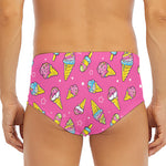 Cute Ice Cream Pattern Print Men's Triangle Swim Briefs