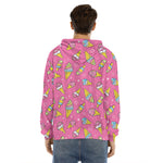 Cute Ice Cream Pattern Print Men's Velvet Pullover Hoodie