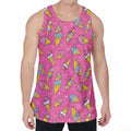 Cute Ice Cream Pattern Print Men's Velvet Tank Top