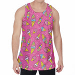 Cute Ice Cream Pattern Print Men's Velvet Tank Top