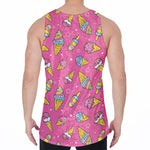 Cute Ice Cream Pattern Print Men's Velvet Tank Top