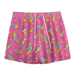 Cute Ice Cream Pattern Print Mesh Shorts