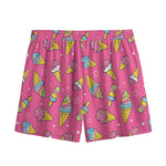 Cute Ice Cream Pattern Print Mesh Shorts