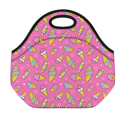 Cute Ice Cream Pattern Print Neoprene Lunch Bag