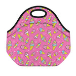 Cute Ice Cream Pattern Print Neoprene Lunch Bag