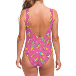Cute Ice Cream Pattern Print One Piece Swimsuit