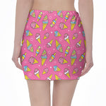 Cute Ice Cream Pattern Print Pencil Mini Skirt