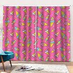 Cute Ice Cream Pattern Print Pencil Pleat Curtains