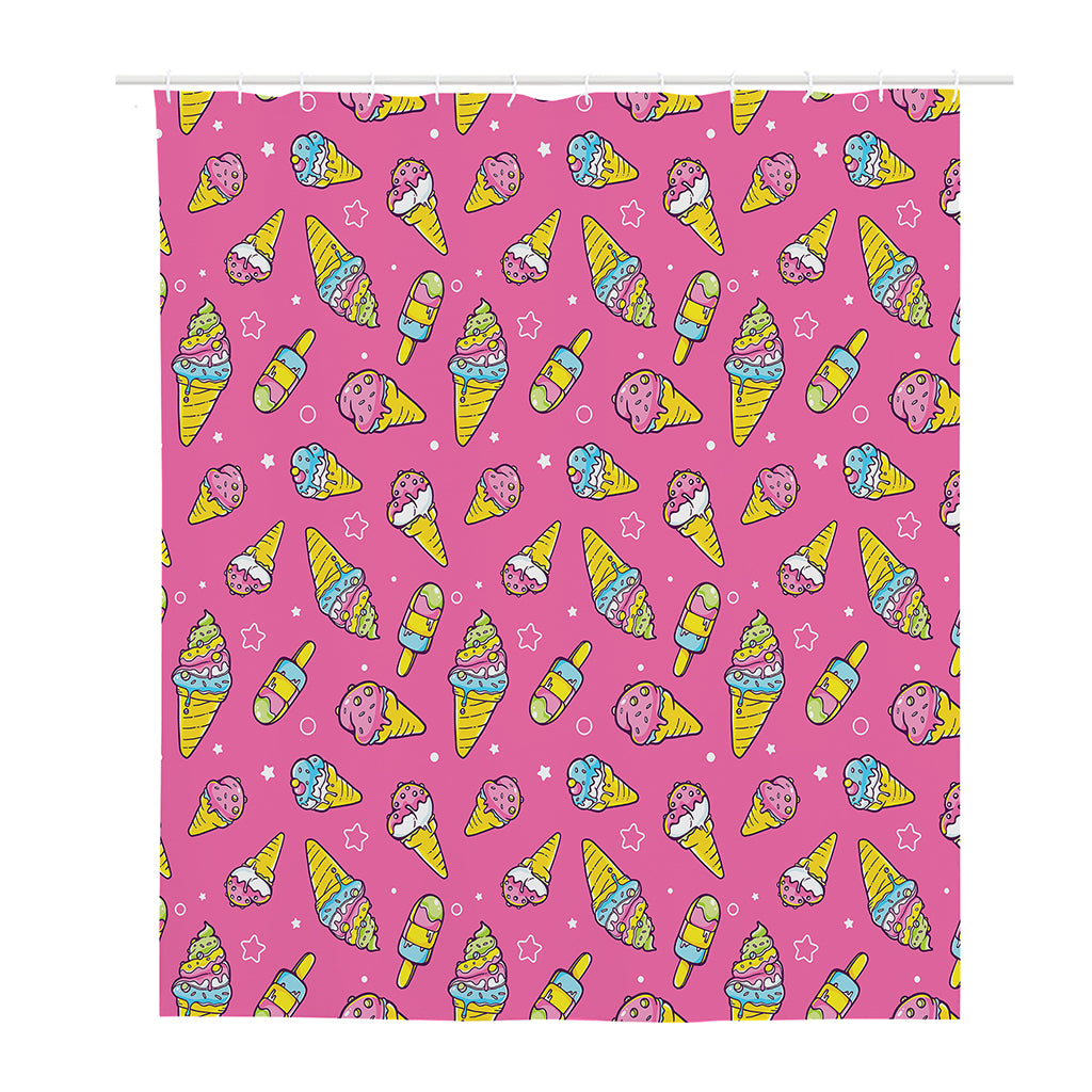 Cute Ice Cream Pattern Print Polyester Shower Curtain