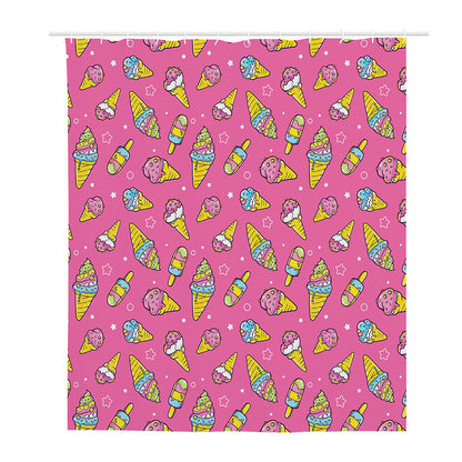 Cute Ice Cream Pattern Print Polyester Shower Curtain