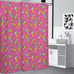 Cute Ice Cream Pattern Print Premium Shower Curtain