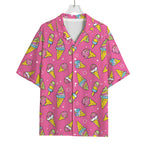 Cute Ice Cream Pattern Print Rayon Hawaiian Shirt