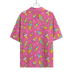 Cute Ice Cream Pattern Print Rayon Hawaiian Shirt