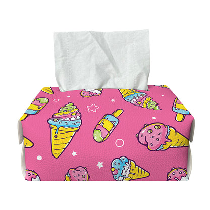 Cute Ice Cream Pattern Print Rectangle Tissue Box Cover