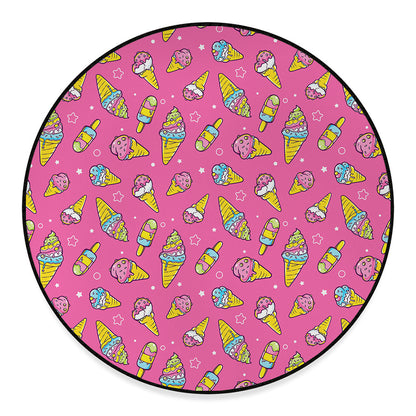 Cute Ice Cream Pattern Print Round Floor Mat