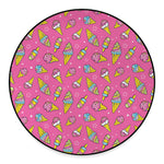 Cute Ice Cream Pattern Print Round Floor Mat