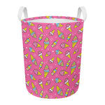 Cute Ice Cream Pattern Print Round Laundry Basket