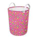 Cute Ice Cream Pattern Print Round Laundry Basket