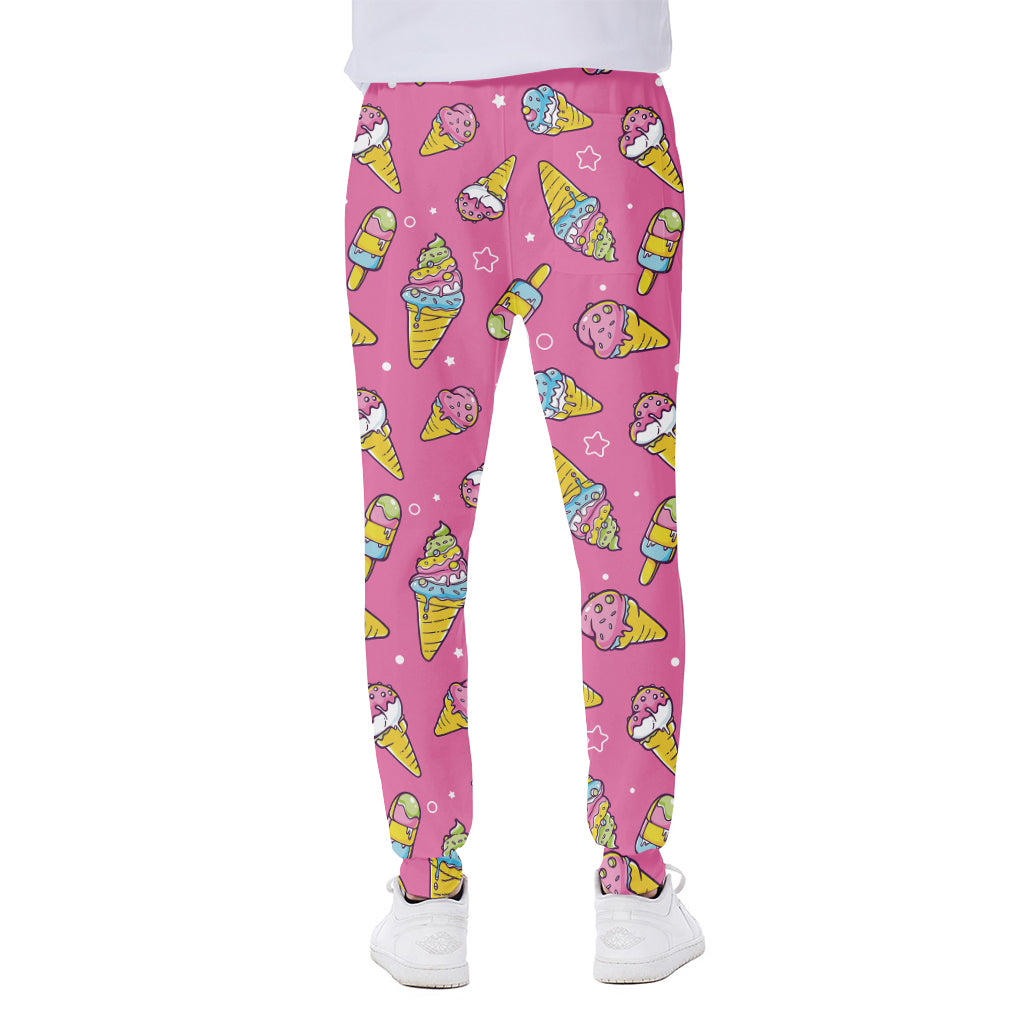 Cute Ice Cream Pattern Print Scuba Joggers