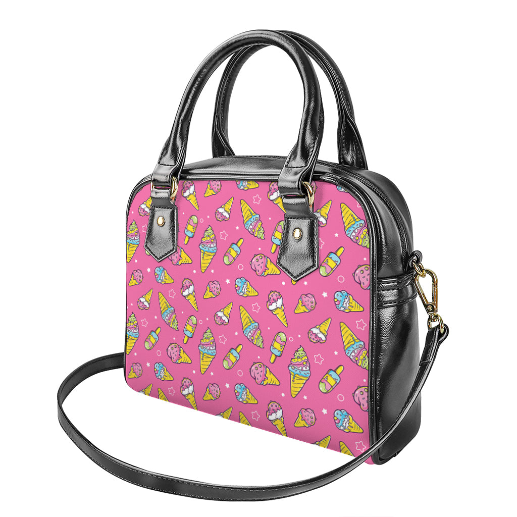 Cute Ice Cream Pattern Print Shoulder Handbag