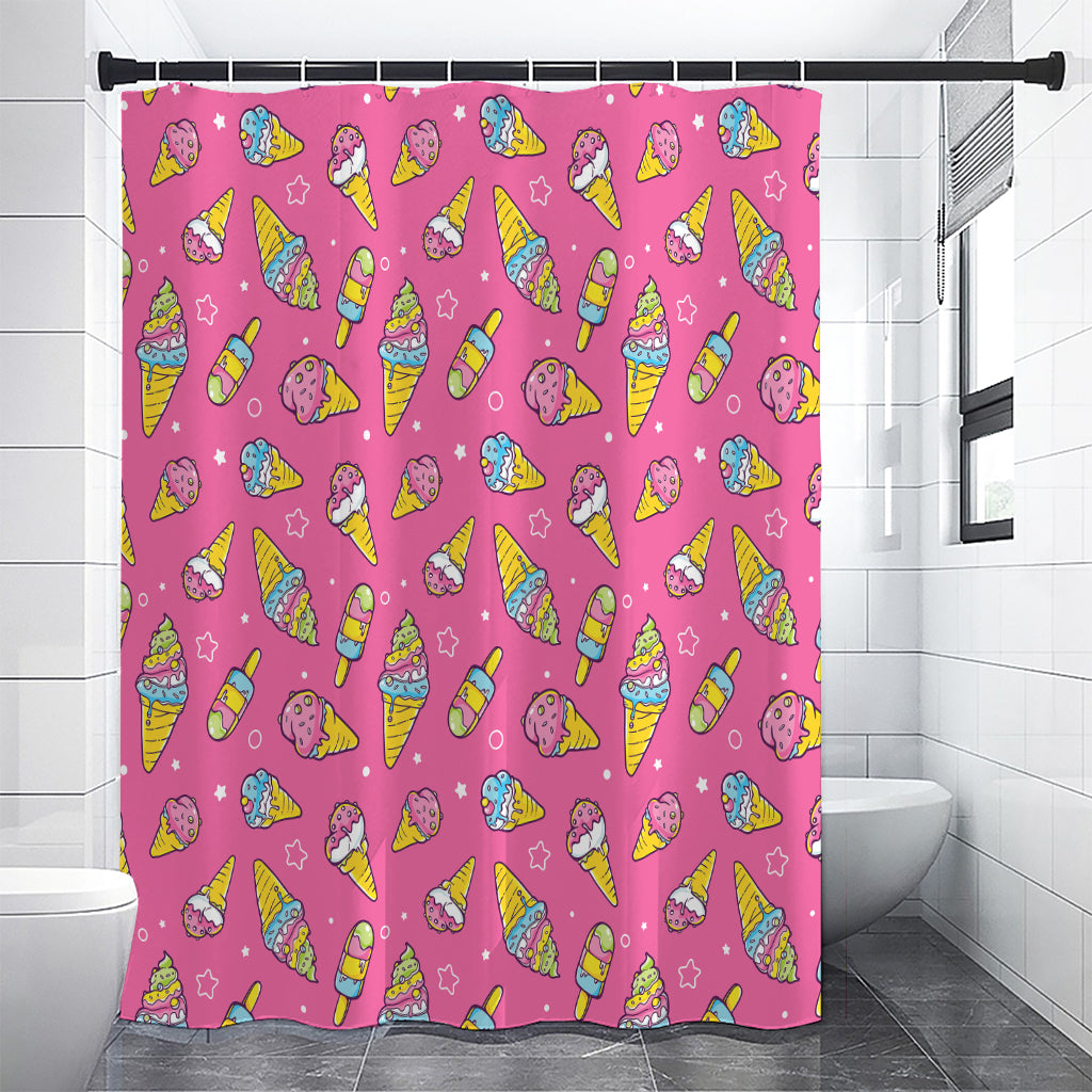 Cute Ice Cream Pattern Print Shower Curtain