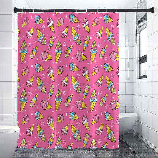 Cute Ice Cream Pattern Print Shower Curtain