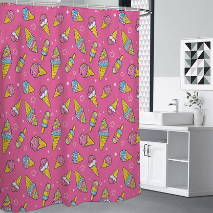 Cute Ice Cream Pattern Print Shower Curtain