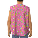Cute Ice Cream Pattern Print Sleeveless Baseball Jersey