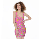 Cute Ice Cream Pattern Print Sleeveless Bodycon Dress