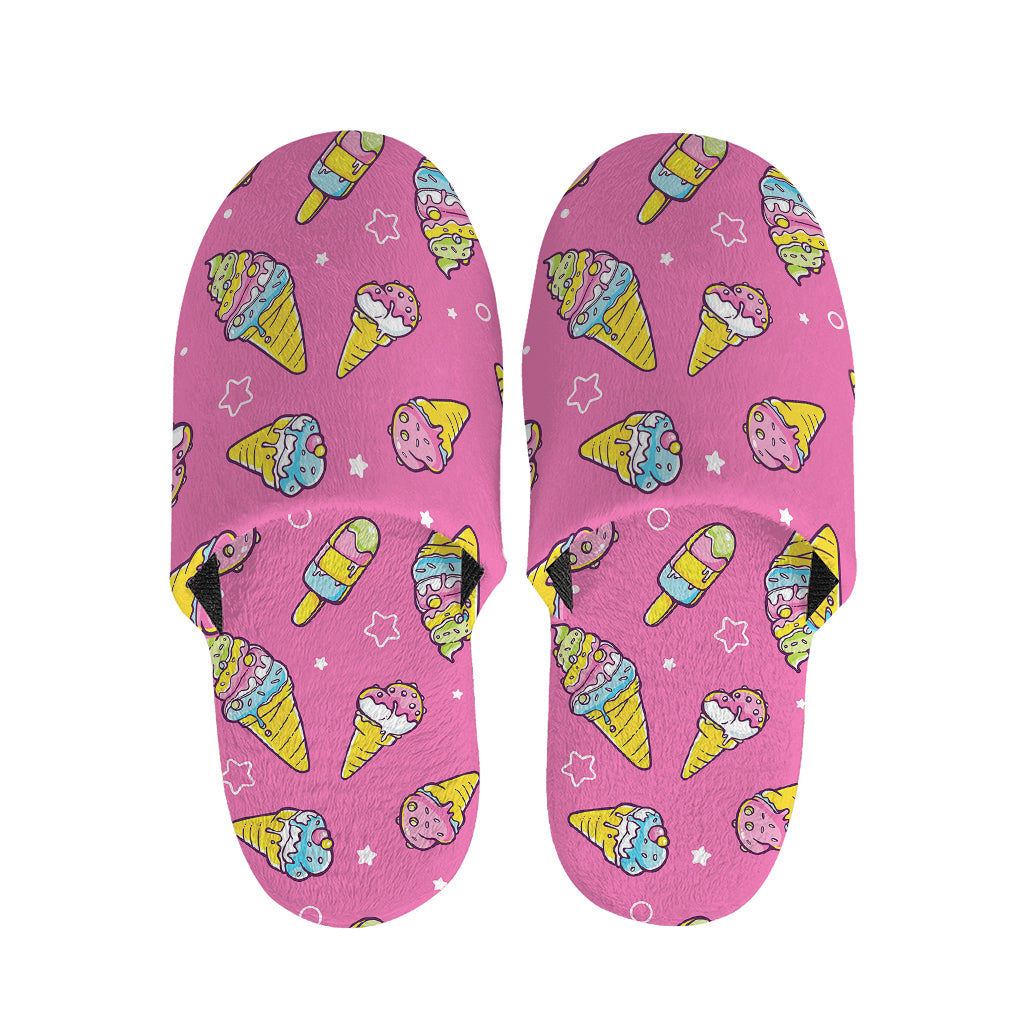 Cute Ice Cream Pattern Print Slippers
