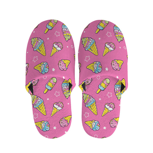 Cute Ice Cream Pattern Print Slippers