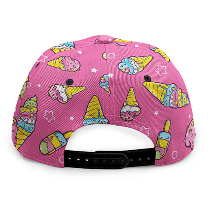 Cute Ice Cream Pattern Print Snapback Cap