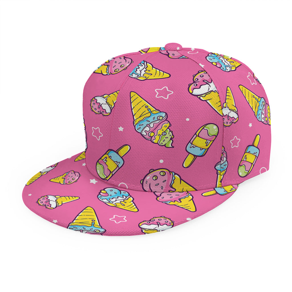 Cute Ice Cream Pattern Print Snapback Cap