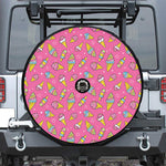 Cute Ice Cream Pattern Print Tire Cover With Camera Hole