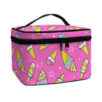 Cute Ice Cream Pattern Print Travel Makeup Bag