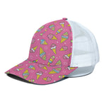 Cute Ice Cream Pattern Print White Mesh Trucker Cap