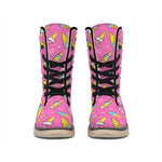 Cute Ice Cream Pattern Print Winter Boots