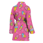 Cute Ice Cream Pattern Print Women's Bathrobe