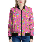 Cute Ice Cream Pattern Print Women's Bomber Jacket